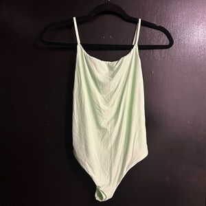🆕 Aerie SMOOTHEZ Scoop Mint Green Bodysuit Medium Spaghetti Strap Bodysuit